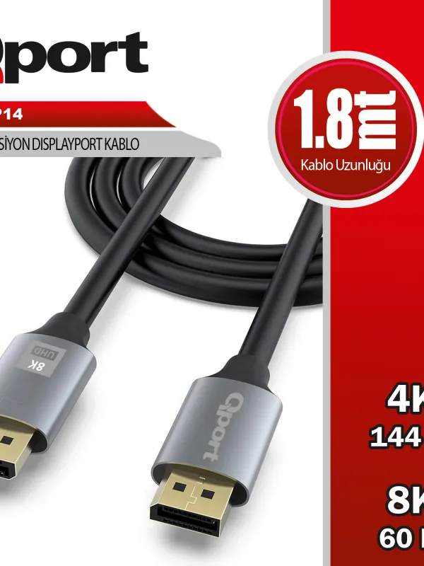 Ürün QPORT (Q-DP14) DISPLAY PORT 1.8 METRE KABLO Görsel