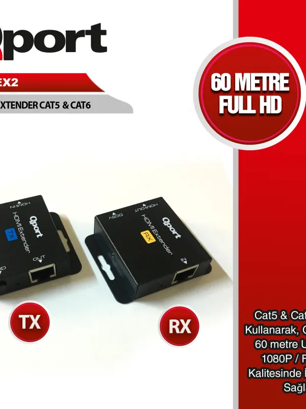 Ürün QPORT Q-HEX2 HDMI EXTENDER CAT6 60M 2 Lİ PAKET Görsel