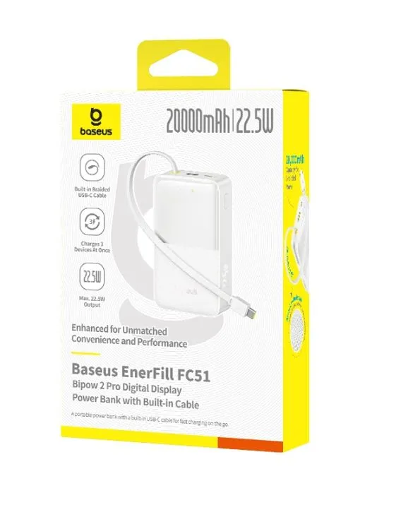 Ürün BASEUS ENERFILL FC51 BIPOW2 PRO 10000 22.5W BEYAZ Görsel