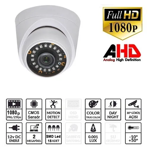Ürün EZCOOL EZ-5020HD 2 MP 3.6MM LENS AHD DOME KAMERA Görsel